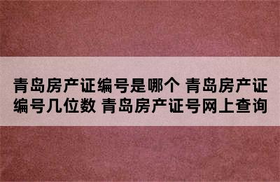 青岛房产证编号是哪个 青岛房产证编号几位数 青岛房产证号网上查询